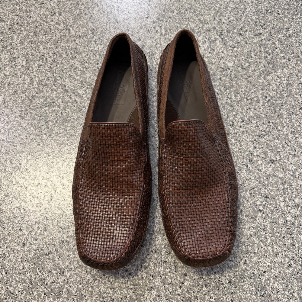Tommy Bahama Shoes Mens 16 Naples Driver Woven Venetian Brown Slip On Loafers